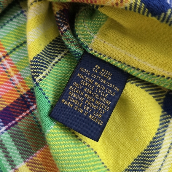 Women's Polo Ralph Lauren Flannel Shirt Yellow Plaid Utility Pocket Size 4 - Picture 5 of 5